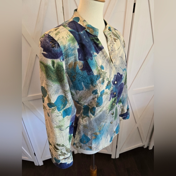 Coldwater Creek Floral Print Watercolor Snap Jacket - Picture 6 of 13